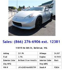 Used 2010 Nissan Z 370Z in Seattle, Washington